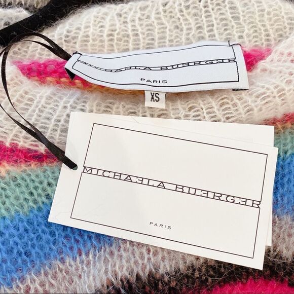 Michaela Buerger silk Mohair blend  Mock Neck Striped Sweater Multi XS - Picture 10 of 14